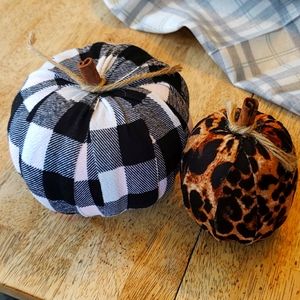 Set of 2 handmade fabric pumpkins